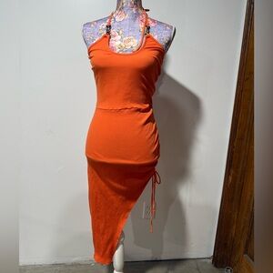 Fashion Nova Asymmetrical Orange Dress